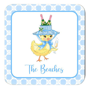 Chirp, Chirp, Cheers! Personalized Easter 4"x 4" Paper Coasters