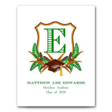 Load image into Gallery viewer, Personalized Graduation Crest for Boys Art Print