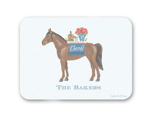 Cheers to Race Day 16" x 12" Tempered Glass Personalized Derby Cutting Board
