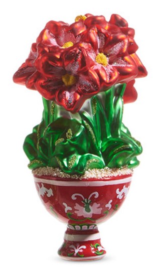 Red Amaryllis Chinoiserie Glass Ornament