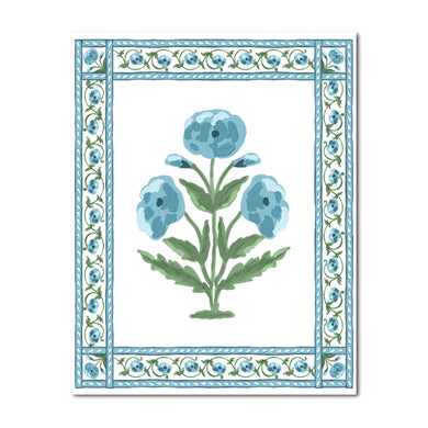 Mughal Blooms Fine Art Print, Blue