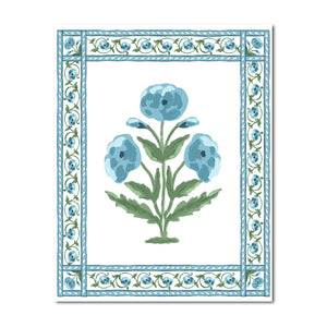 Mughal Blooms Fine Art Print, Blue