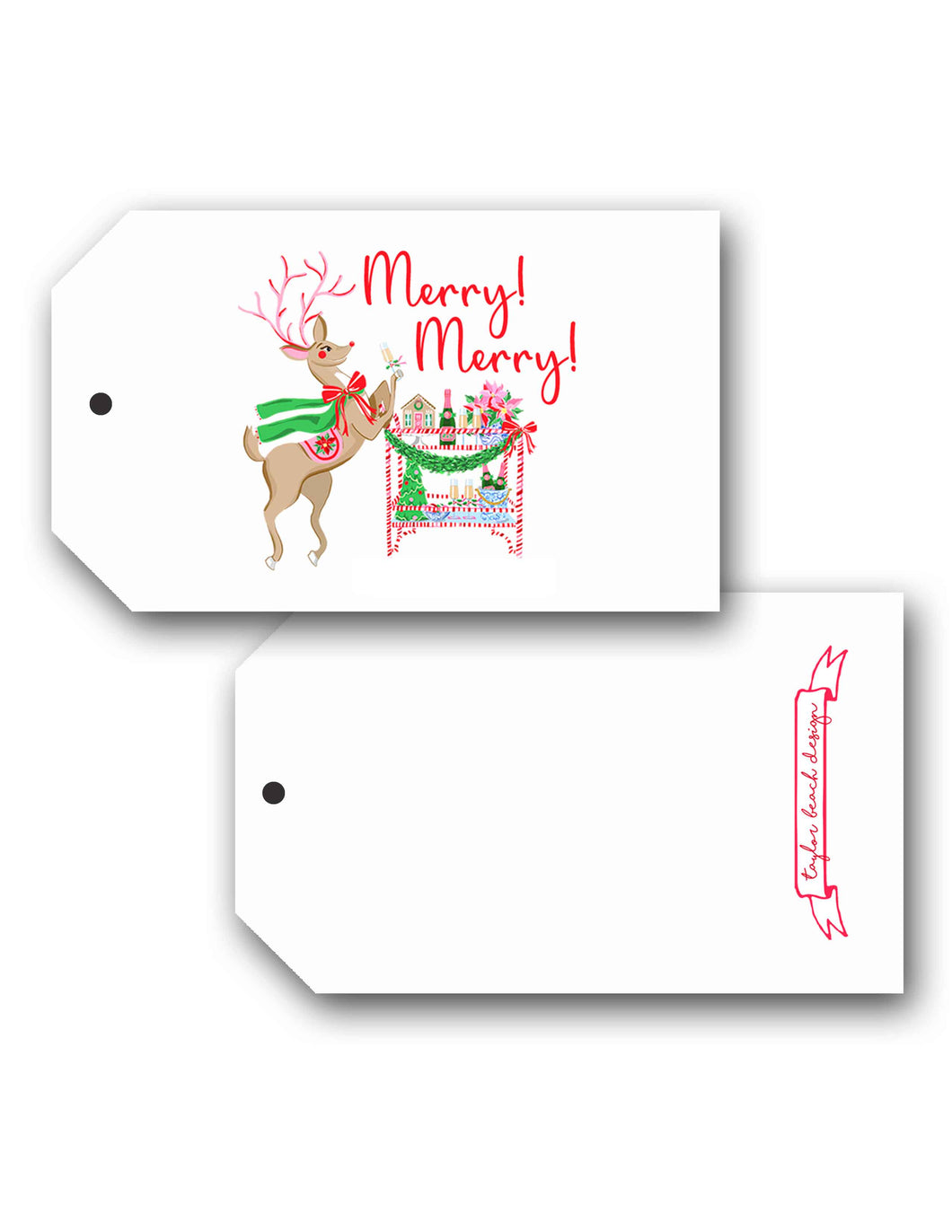 *IN STOCK* Blitzen & Bubbles Christmas Hang Tags, Set of (10)