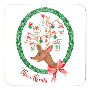 Crack, Bam, Dot! Personalized Holiday Mahjong Cork Backed Coasters - Set of 4