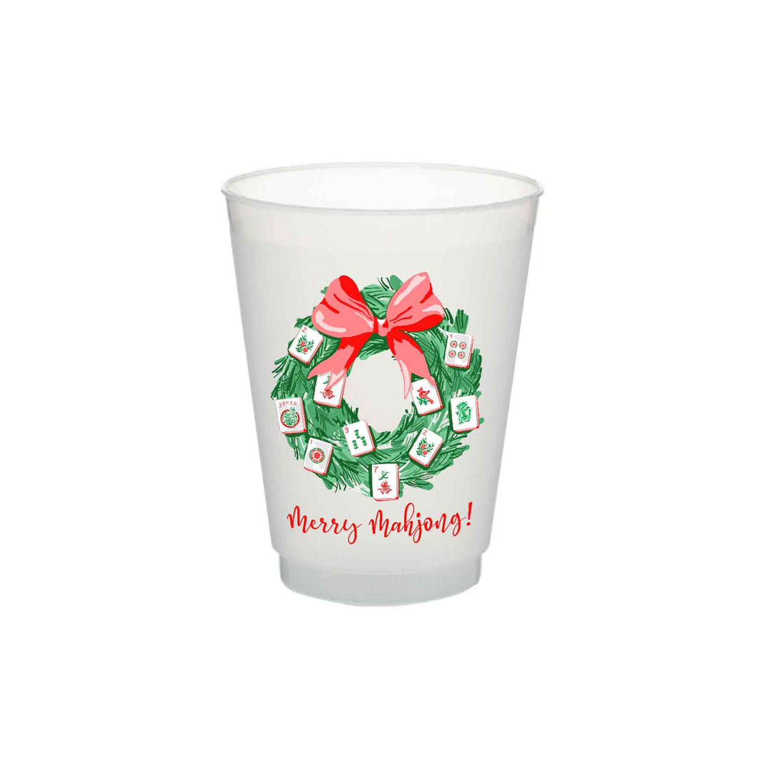 Deck the Halls with Mahjong Frosted Shatterproof Cups, 16oz, Set of 10