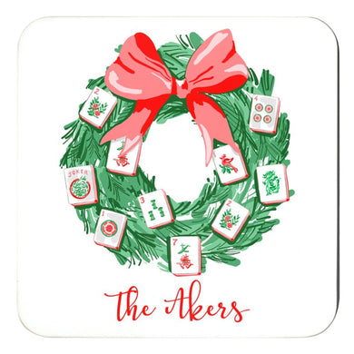Deck the Halls with Mahjong Personalized Cork Backed Coasters - Set of 4