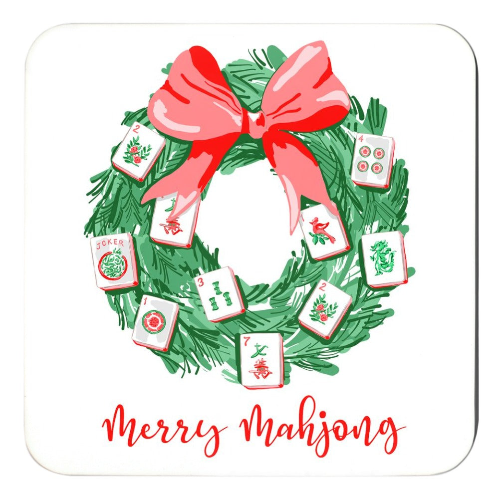 Deck the Halls with Mahjong Cork Backed Coasters - Set of 4