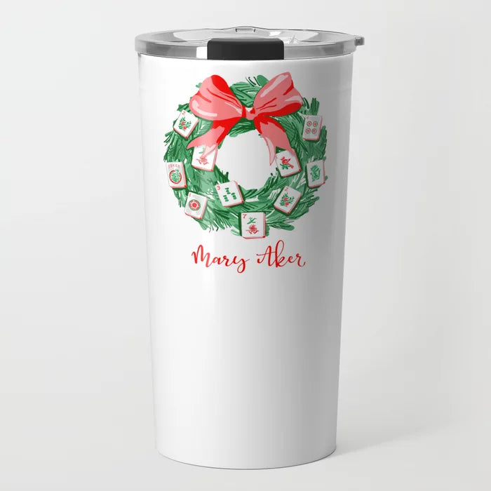 Deck the Halls with Mahjong Personalized Travel Tumbler