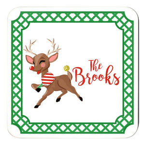Dink the Halls Personalized Cork Backed Coasters - Set of 4