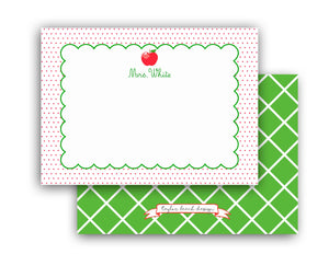 Dotted Apple Personalized Flat Note Cards