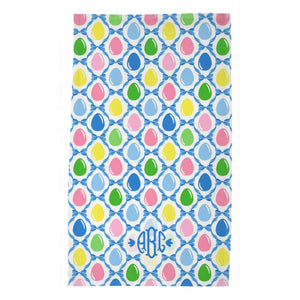 *IN STOCK* Easter Egg Trellis Personalized Poly Twill Tea Towels, Set of 2, Blue
