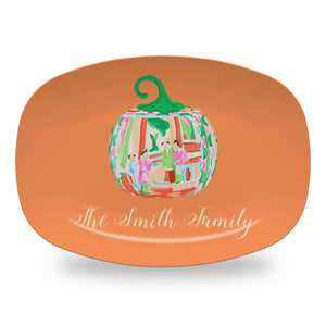 Famille Rose Pumpkin Personalized Thanksgiving Melamine Platter, Squash