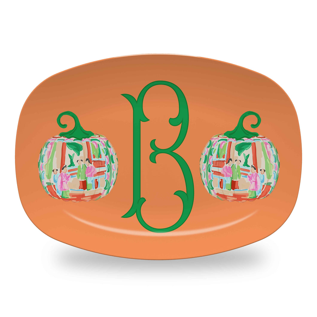 Famille Rose Pumpkin Personalized Thanksgiving Melamine Platter, Squash