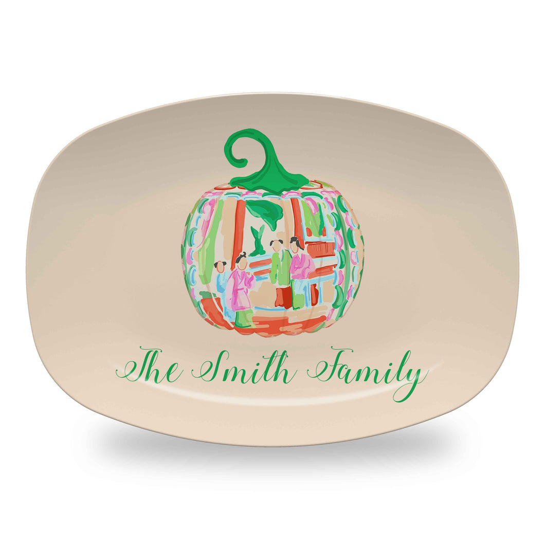 Famille Rose Pumpkin Personalized Thanksgiving Melamine Platter, Foddershock