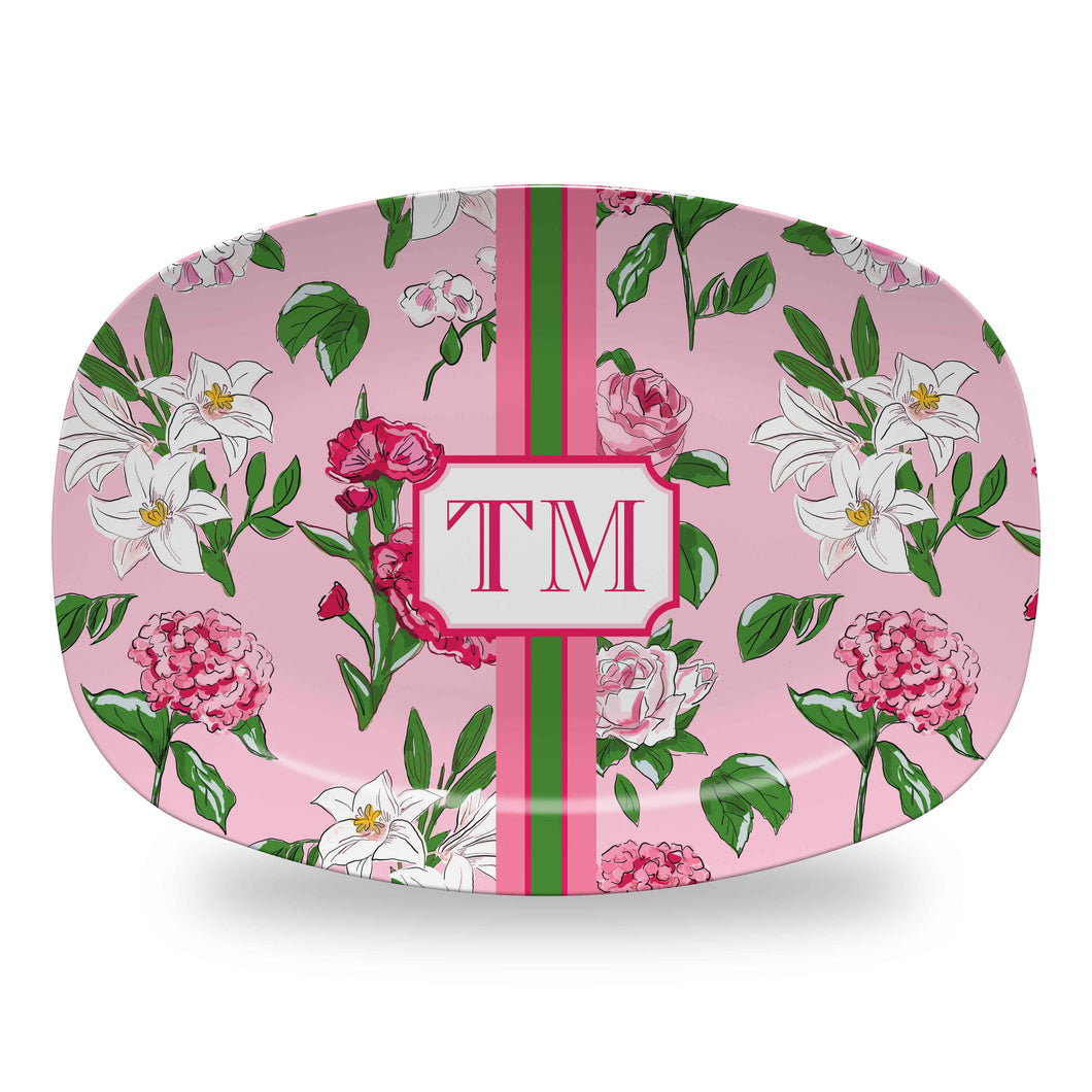 Flirty Floral Personalized Melamine Platter