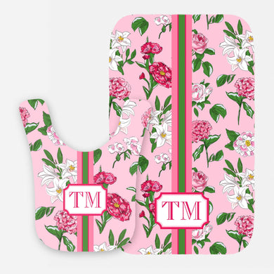 Flirty Floral Personalized Bib & Burp Cloth Gift Set