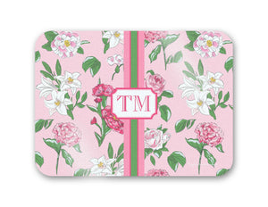 Flirty Floral Personalized 16" x 12" Tempered Glass Cutting Board