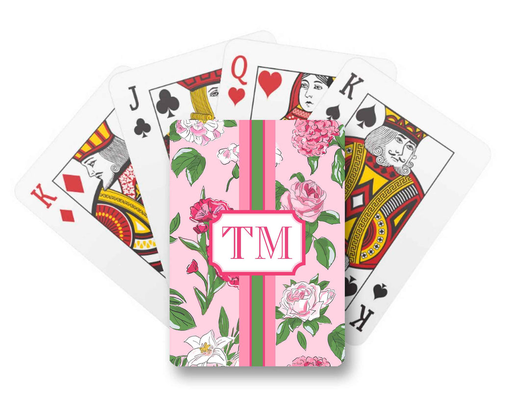 Flirty Floral Personalized Playing Cards