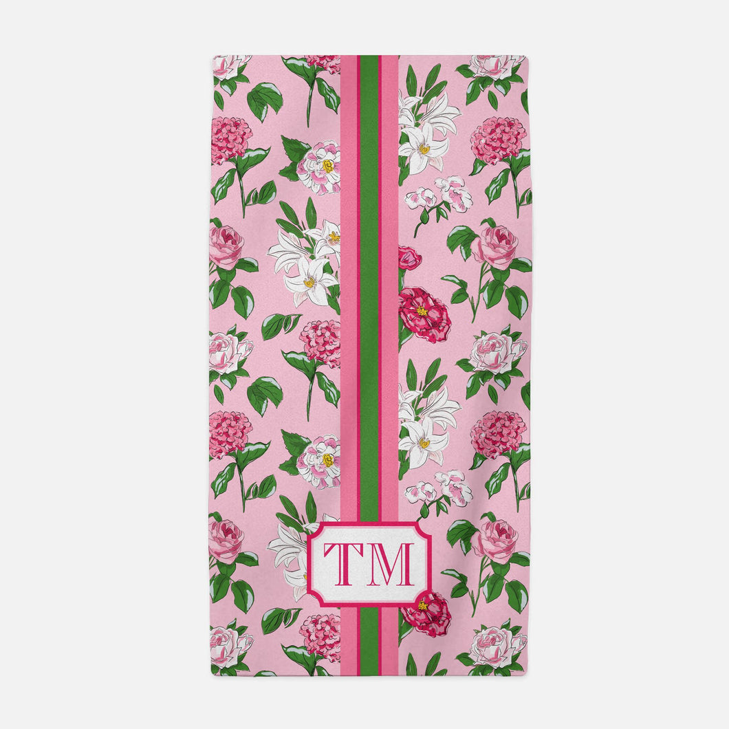 Flirty Floral Personalized Beach Towel