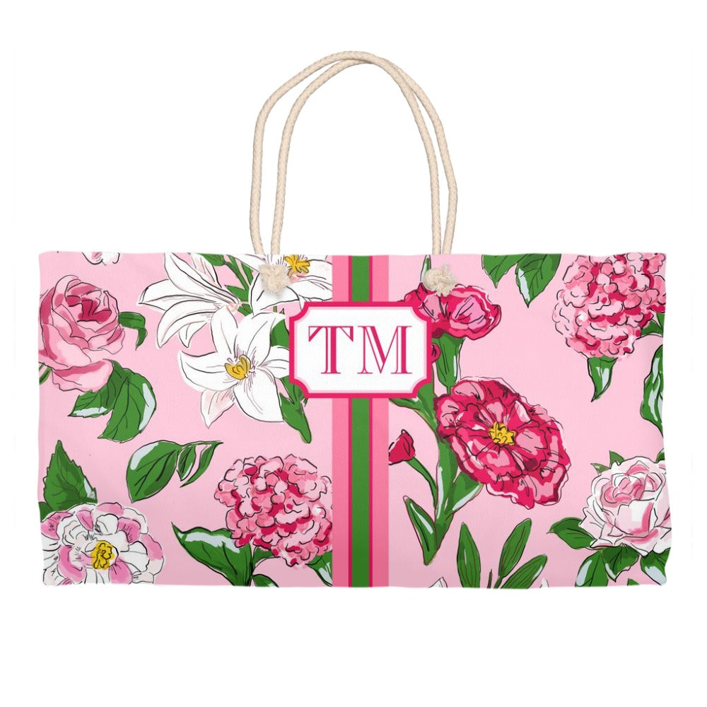 Flirty Floral Personalized Tote Bag