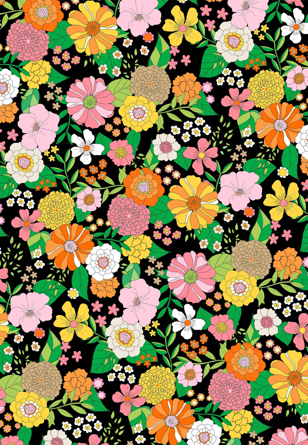 Groovy Blooms, Noir Halloween Gift Wrap Sheets