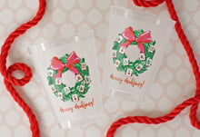 Load image into Gallery viewer, Deck the Halls with Mahjong Frosted Shatterproof Cups, 16oz, Set of 10