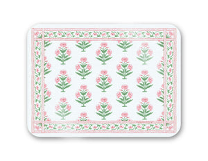 Mughal Blooms 16" x 12" Tempered Glass Cutting Board, Pink