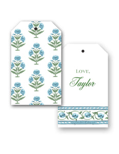 Mughal Blooms Personalized Hang Tags, Blue