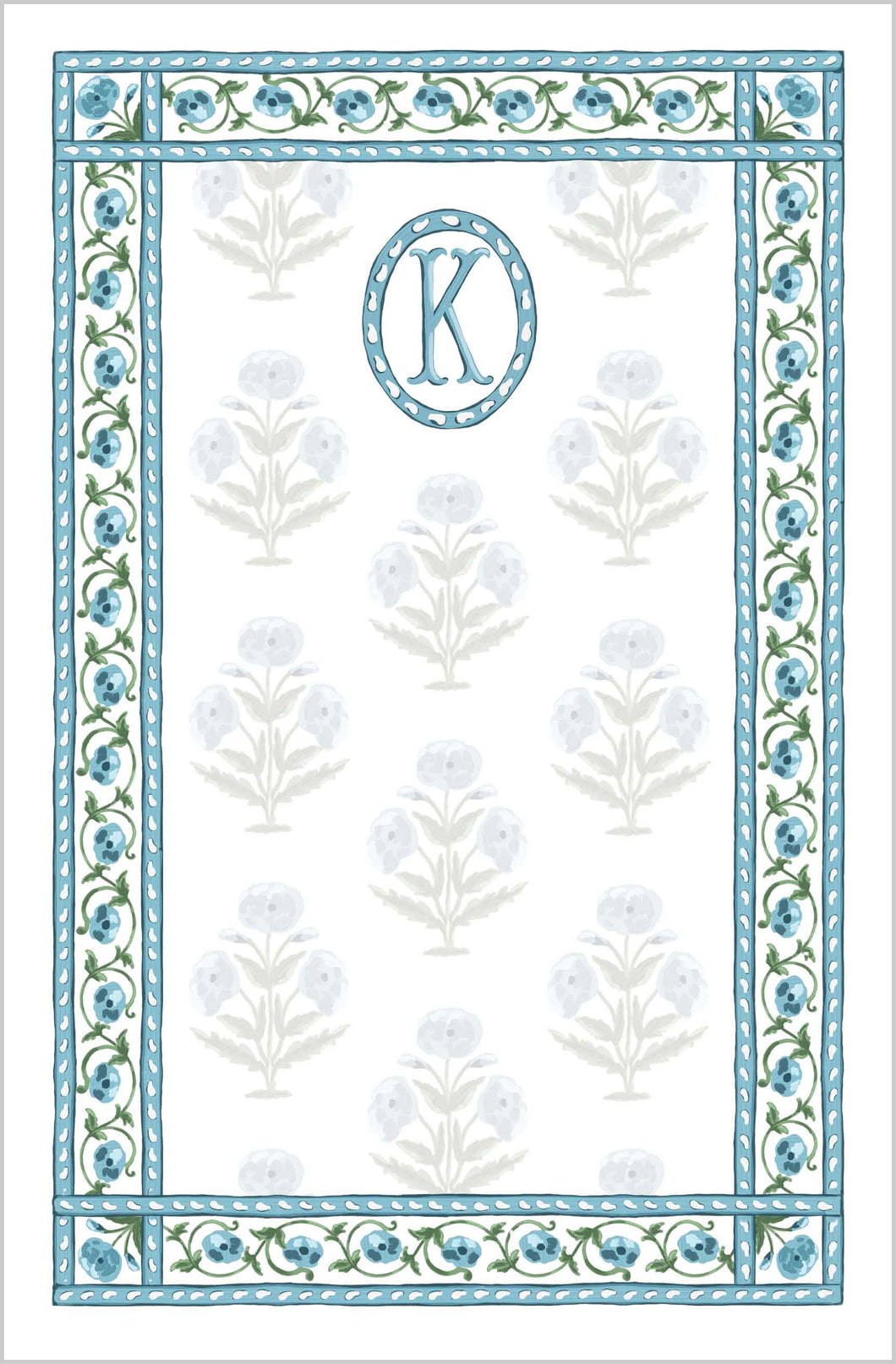 Mughal Blooms Notepad, Multiple Sizes Available, Blue