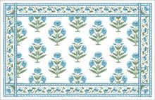 Load image into Gallery viewer, Mughal Blooms Paper Tear-away Placemat Pad, Blue