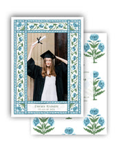Load image into Gallery viewer, Mughal Blooms Graduation Announcement, Blue