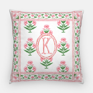 Mughal Blooms Personalized 20"x20" Pillow Cover, Pink