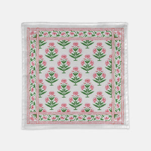 Mughal Blooms 20"x20" Cloth Napkins, Set of 4, Pink