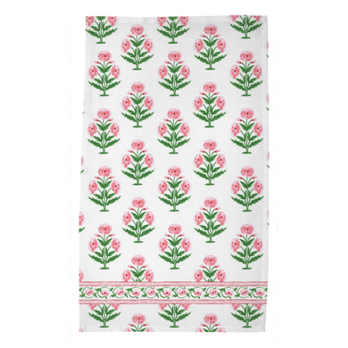 Mughal Blooms Poly Twill Tea Towels, Set of 2, Pink