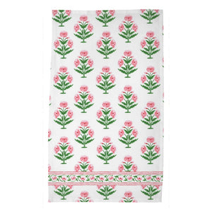 Mughal Blooms Poly Twill Tea Towels, Set of 2, Pink