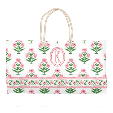 Mughal Blooms Personalized Tote Bag, Pink