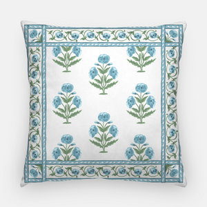 Mughal Blooms 20"x20" Pillow Cover, Blue