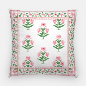 Mughal Blooms 20"x20" Pillow Cover, Pink