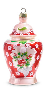 Pink Chinoiserie Ginger Jar Glass Ornament