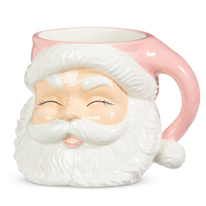 Extra Large 7.5" Pink Santa Head Ceramic Mug Vase