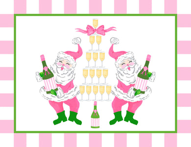 *IN STOCK* Prosec-Ho-Ho-Ho Stripe Champagne Tree Holiday Folded Note Cards