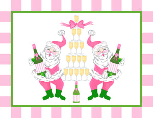 *IN STOCK* Prosec-Ho-Ho-Ho Stripe Champagne Tree Holiday Folded Note Cards