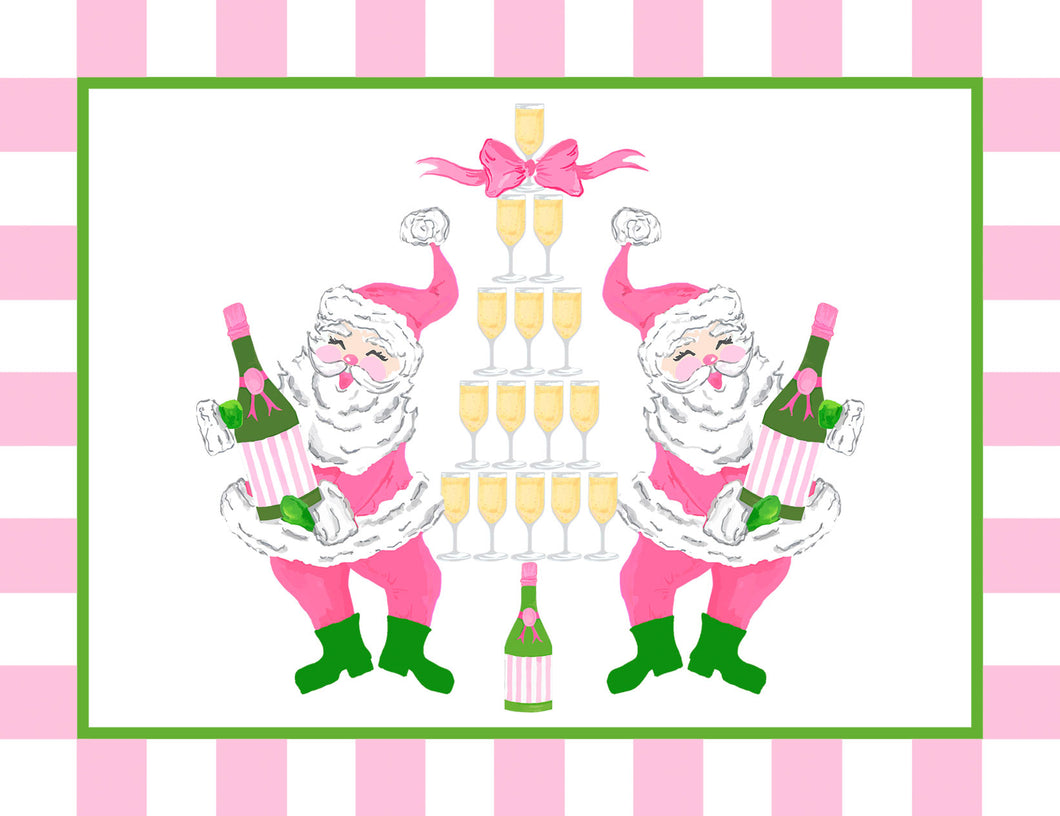 *IN STOCK* Prosec-Ho-Ho-Ho Stripe Champagne Tree Holiday Folded Note Cards