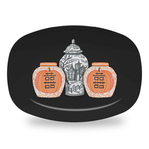 Spooky Chinoiserie Halloween Melamine Platter, 3 Colors Available