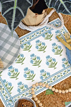 Load image into Gallery viewer, Mughal Blooms Paper Tear-away Placemat Pad, Blue