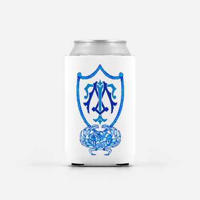 Set of 2 Chinois Crab Crest, Indigo, Personalized Can Coolers
