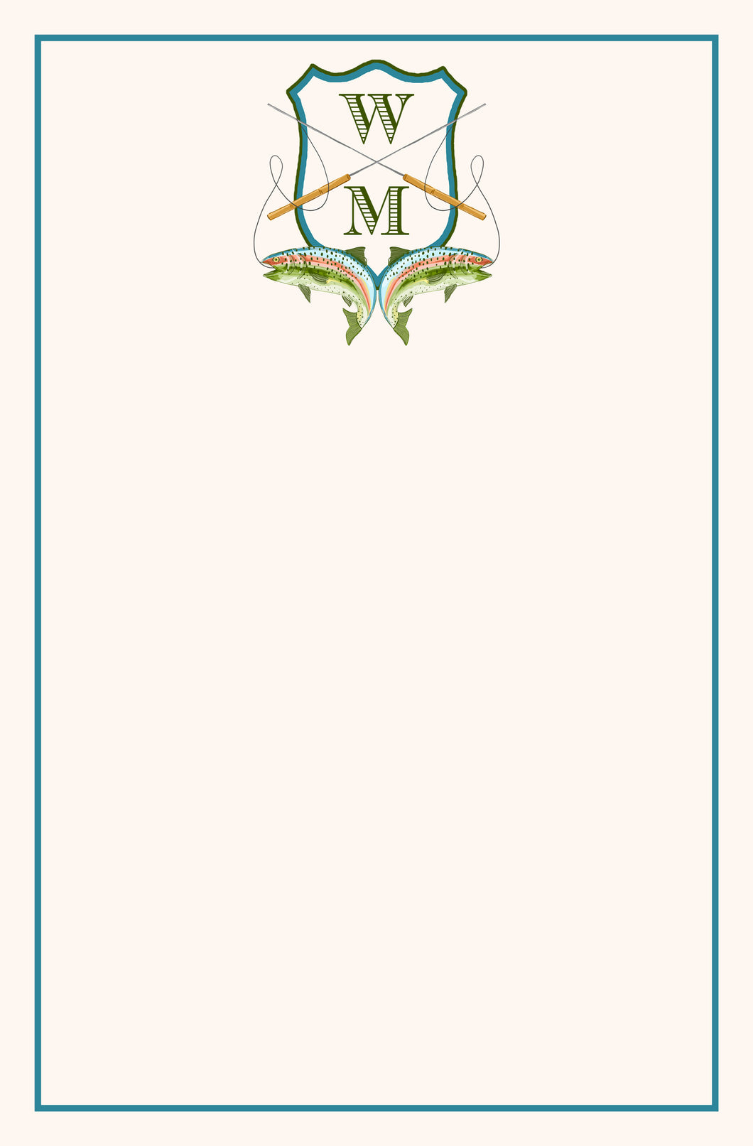 Men's Rainbow Trout Fishing Crest Personalized Notepad, Multiple Sizes Available