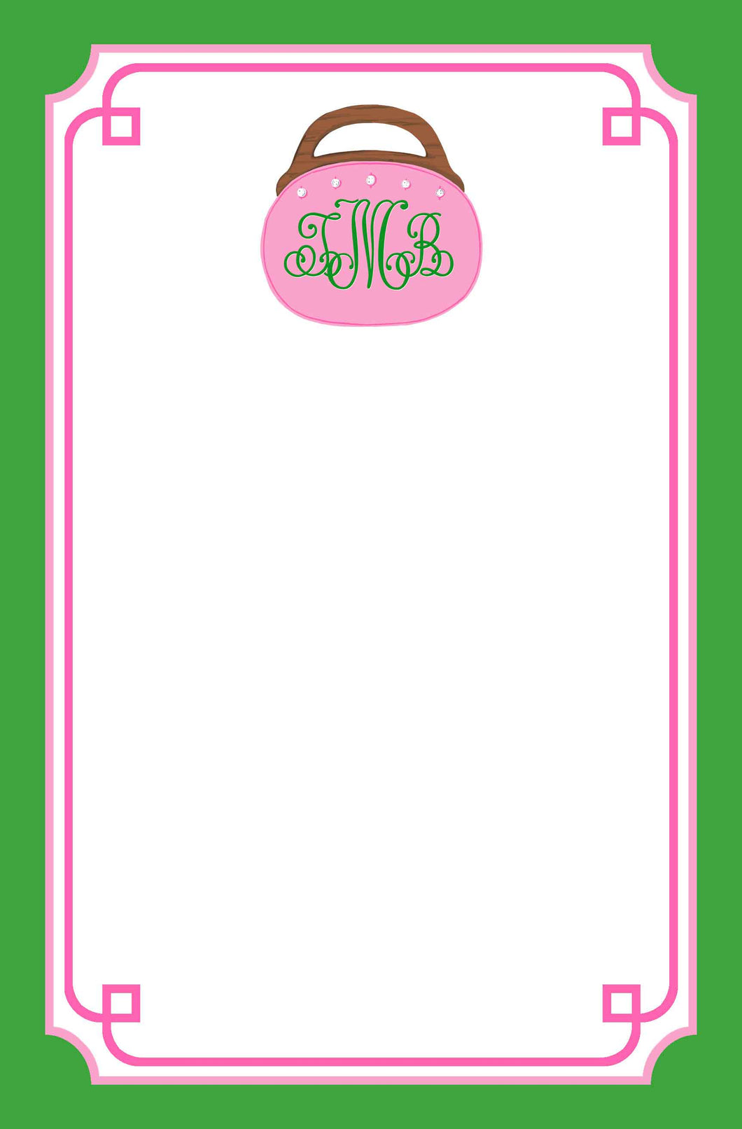 Bermuda Bag Personalized Notepad, Pink & Green, Multiple Sizes Available