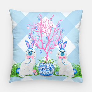 Spring Staffies Easter 20"x20" Pillow Cover, Blue