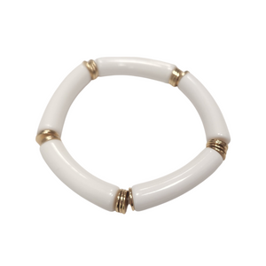 White and Gold Tube Statement Bracelet